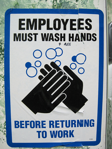 employees wash hands sign