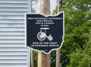 A sign in Ohio City marking the site of the John Lambert crash. (Photo: Karen Bennet Miller)